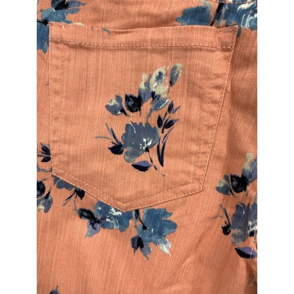 Gloria Vanderbilt Pants Size 6 Coral Floral Capri Cuffed Button Logo Women New - Picture 6 of 10